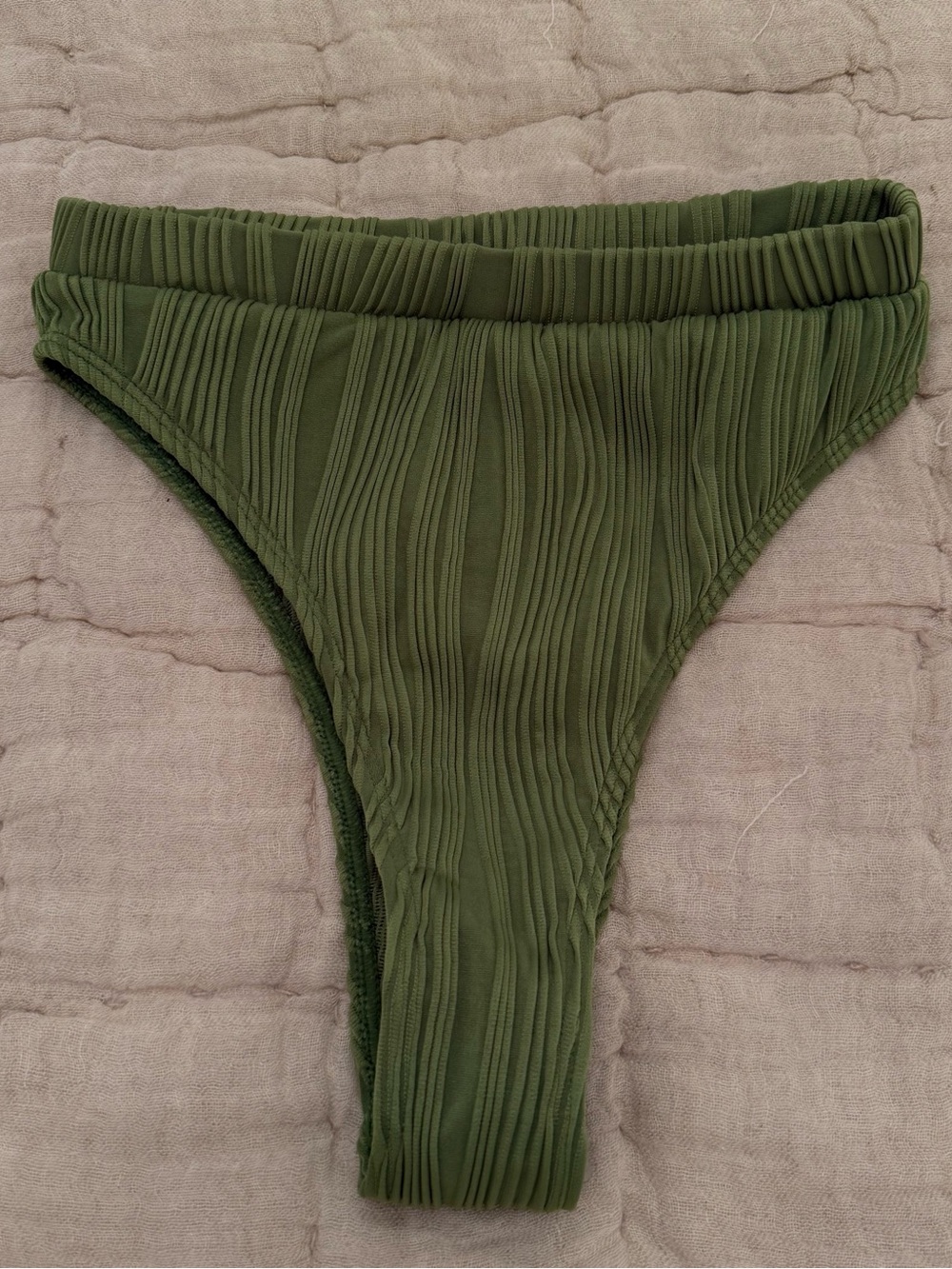 Matte Collection Olive Green Ribbed Bikini Bottom